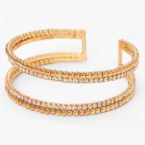 💖💎 Beaded Rhinestone Open Cuff Bracelet